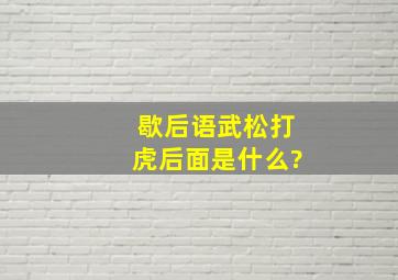 歇后语武松打虎后面是什么?