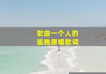 歌曲一个人的孤独原唱歌词