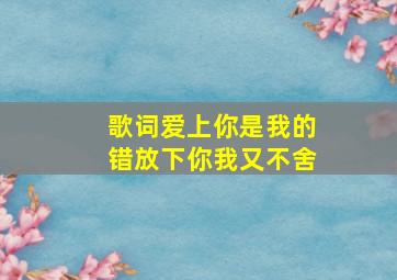 歌词爱上你是我的错放下你我又不舍