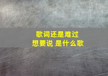 歌词还是难过 想要说 是什么歌