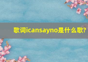 歌词icansayno是什么歌?