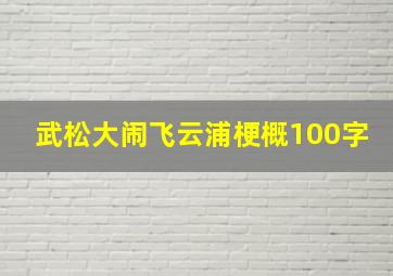 武松大闹飞云浦梗概100字