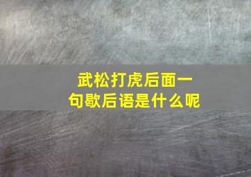 武松打虎后面一句歇后语是什么呢