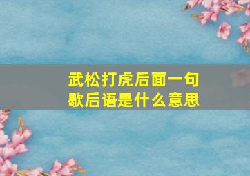 武松打虎后面一句歇后语是什么意思