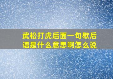 武松打虎后面一句歇后语是什么意思啊怎么说