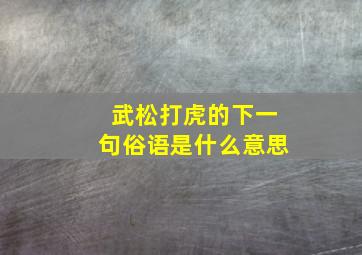 武松打虎的下一句俗语是什么意思