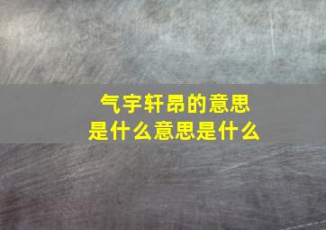 气宇轩昂的意思是什么意思是什么