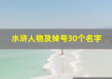 水浒人物及绰号30个名字