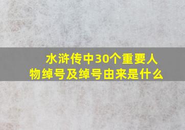 水浒传中30个重要人物绰号及绰号由来是什么