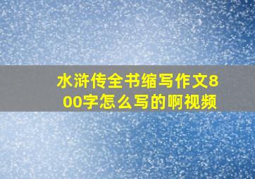 水浒传全书缩写作文800字怎么写的啊视频