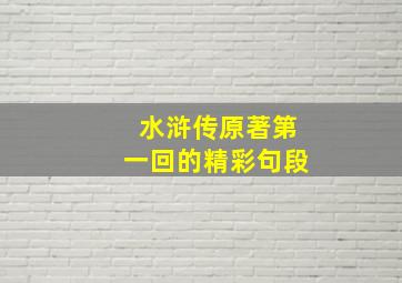 水浒传原著第一回的精彩句段