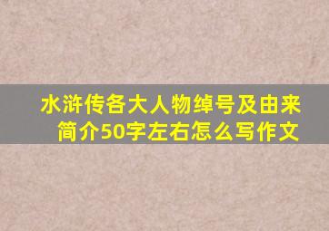 水浒传各大人物绰号及由来简介50字左右怎么写作文