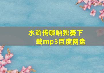 水浒传唢呐独奏下载mp3百度网盘