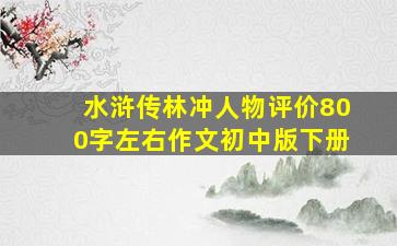 水浒传林冲人物评价800字左右作文初中版下册