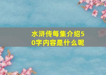 水浒传每集介绍50字内容是什么呢