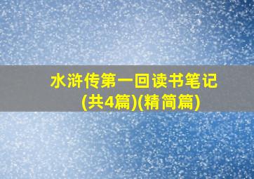 水浒传第一回读书笔记(共4篇)(精简篇)