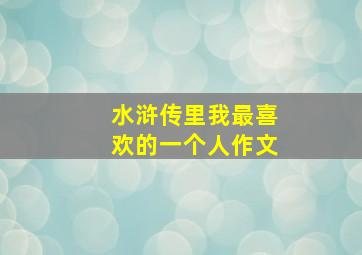 水浒传里我最喜欢的一个人作文