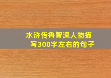 水浒传鲁智深人物描写300字左右的句子