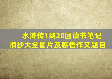 水浒传1到20回读书笔记摘抄大全图片及感悟作文题目