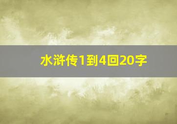 水浒传1到4回20字