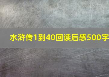 水浒传1到40回读后感500字