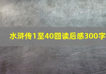 水浒传1至40回读后感300字