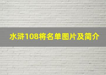 水浒108将名单图片及简介