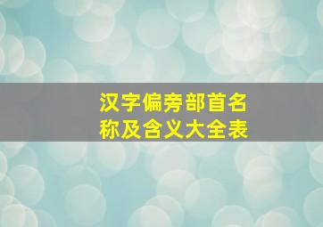 汉字偏旁部首名称及含义大全表