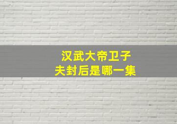 汉武大帝卫子夫封后是哪一集