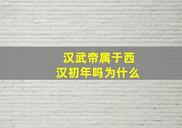 汉武帝属于西汉初年吗为什么