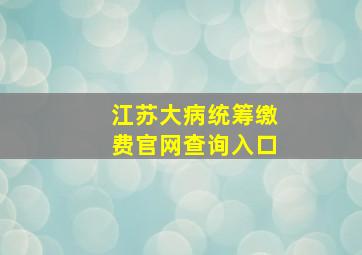 江苏大病统筹缴费官网查询入口