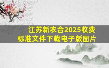 江苏新农合2025收费标准文件下载电子版图片