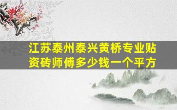 江苏泰州泰兴黄桥专业贴资砖师傅多少钱一个平方