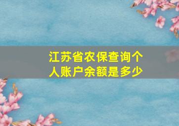 江苏省农保查询个人账户余额是多少