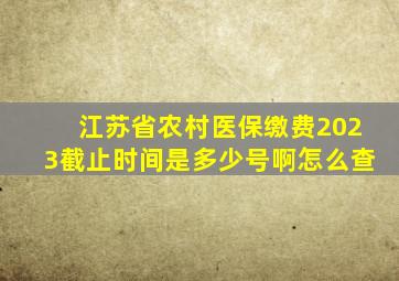 江苏省农村医保缴费2023截止时间是多少号啊怎么查