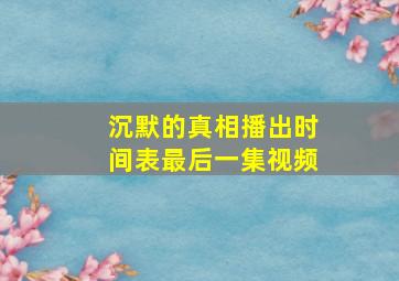 沉默的真相播出时间表最后一集视频