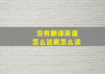 没有翻译英语怎么说呢怎么读