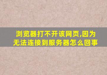 浏览器打不开该网页,因为无法连接到服务器怎么回事