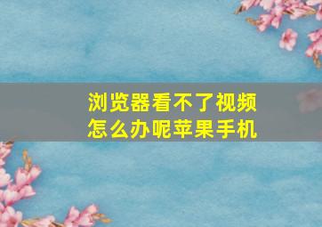 浏览器看不了视频怎么办呢苹果手机