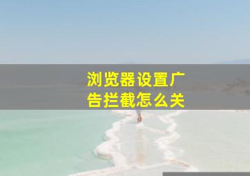 浏览器设置广告拦截怎么关