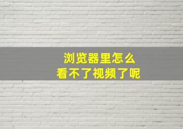 浏览器里怎么看不了视频了呢