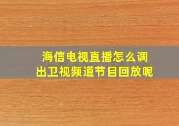 海信电视直播怎么调出卫视频道节目回放呢