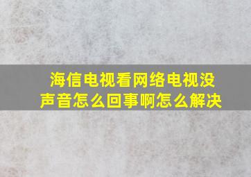 海信电视看网络电视没声音怎么回事啊怎么解决