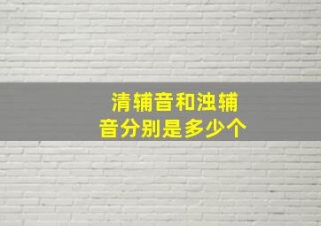 清辅音和浊辅音分别是多少个