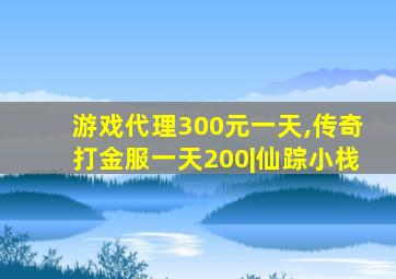 游戏代理300元一天,传奇打金服一天200|仙踪小栈