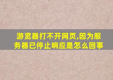 游览器打不开网页,因为服务器已停止响应是怎么回事