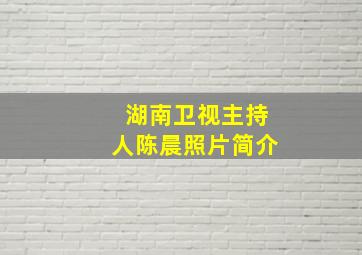 湖南卫视主持人陈晨照片简介