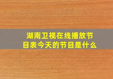 湖南卫视在线播放节目表今天的节目是什么