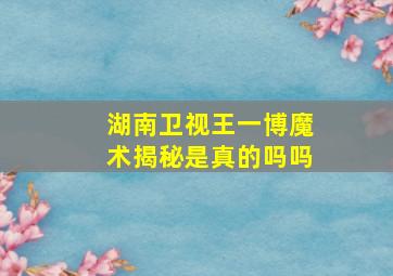 湖南卫视王一博魔术揭秘是真的吗吗