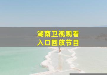 湖南卫视观看入口回放节目